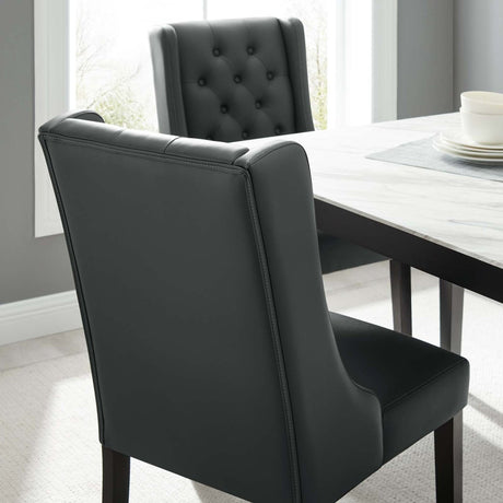 Baronet Button Tufted Vegan Leather Dining Chair - BUILDMYPLACE