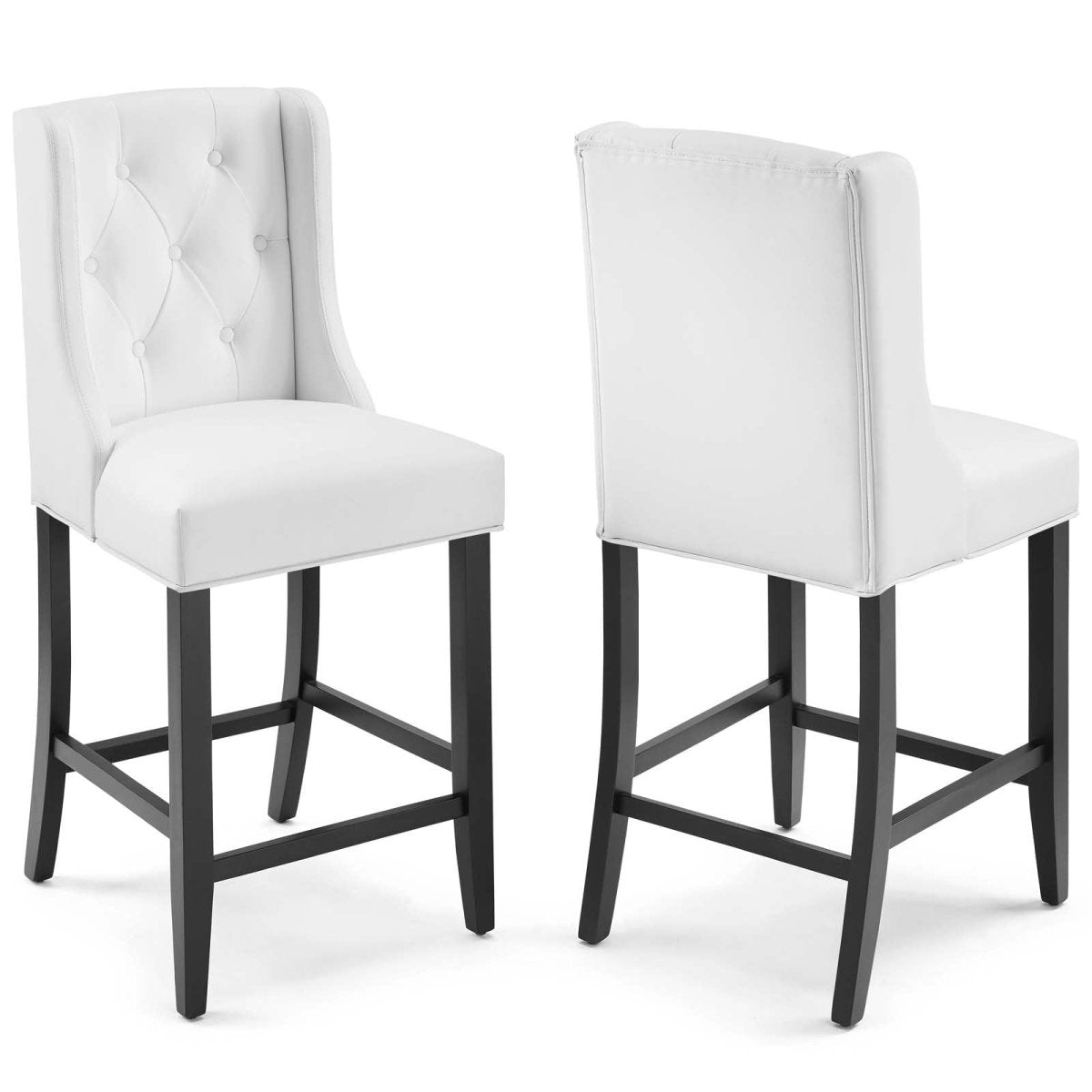 Baronet Counter Bar Stool Faux Leather Set of 2 - BUILDMYPLACE