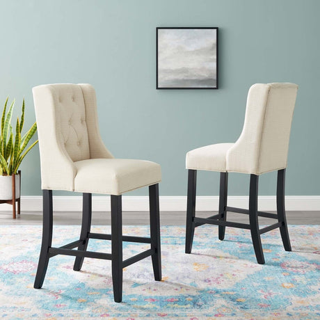 Baronet Counter Bar Stool Upholstered Fabric Set of 2 - BUILDMYPLACE