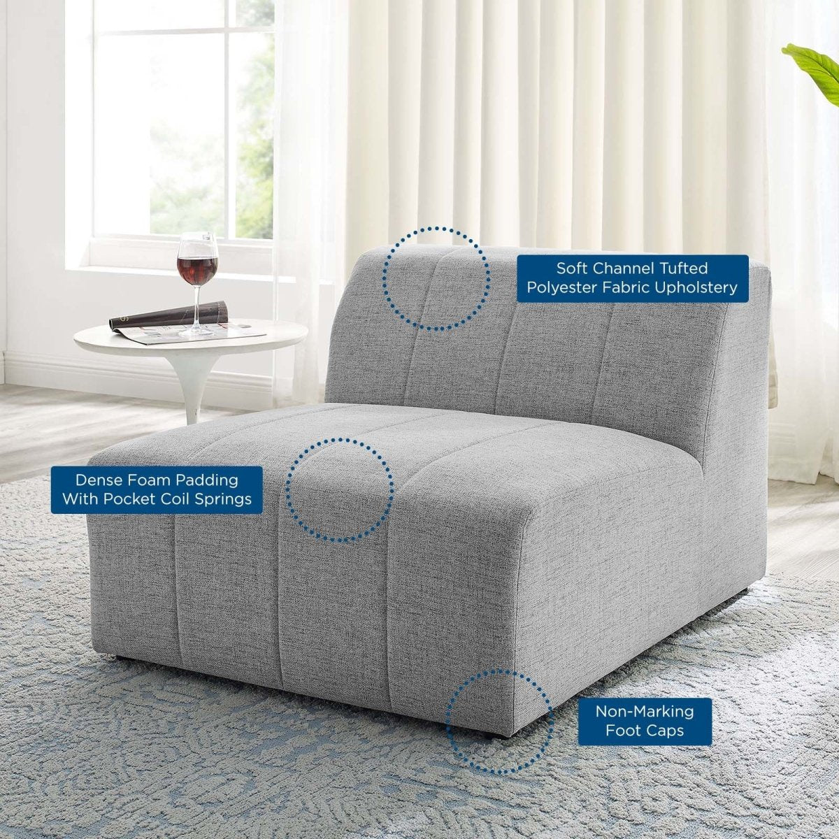 Bartlett Upholstered Fabric Armless Chair - BUILDMYPLACE