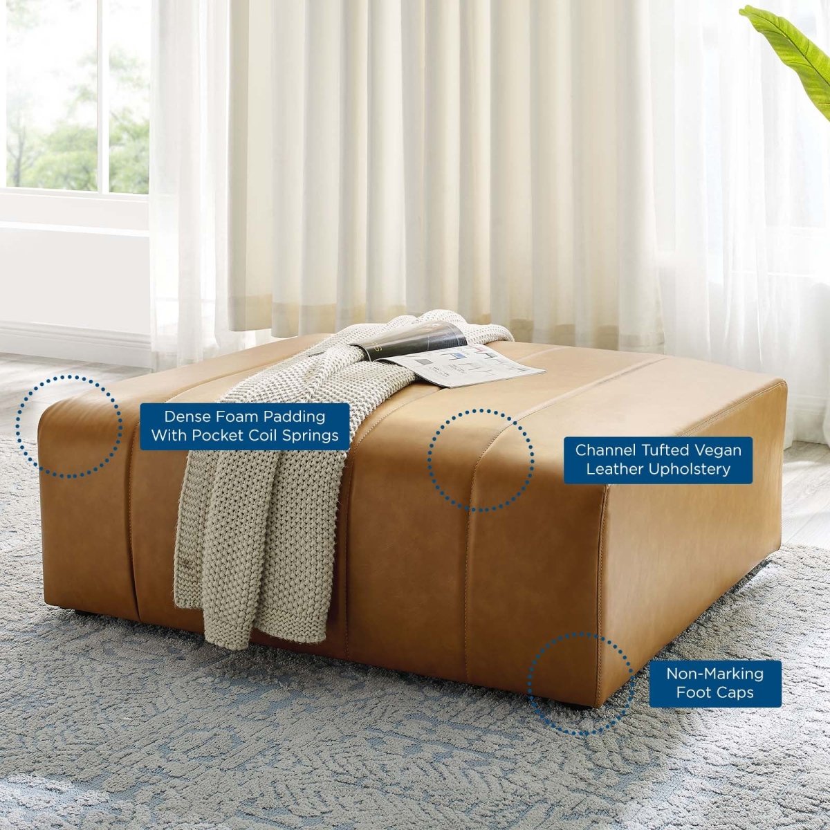 Bartlett Vegan Leather Ottoman - BUILDMYPLACE