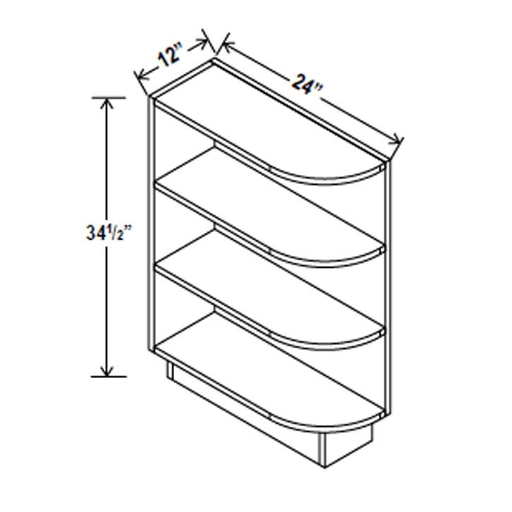 Base End Shelf Cabinet - 12W x 34-1/2H x 24D - Aspen White - RTA