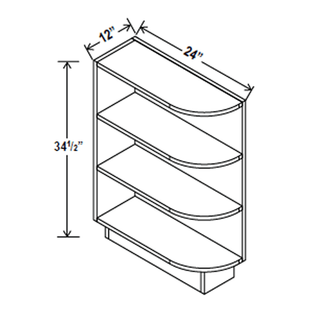 Base End Shelf Cabinet - 12W x 34 - 1/2H x 24D - Blue Shaker Cabinet - RTA - BUILDMYPLACE