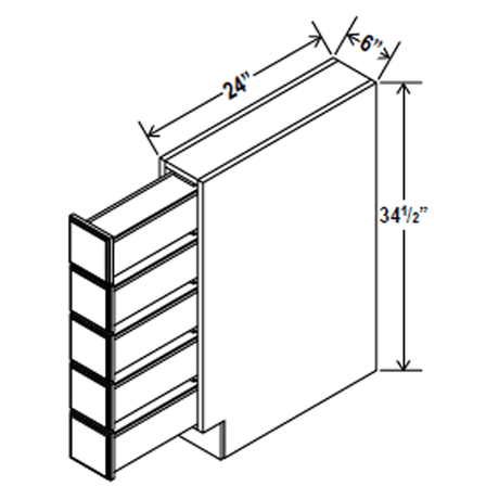 Base Spice Drawer - 6W x 34 1/2H x 24D - 5DRW - Aria Shaker Espresso - RTA - BUILDMYPLACE