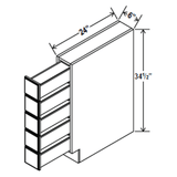 Base Spice Drawer - 6W x 34 1/2H x 24D - 5DRW - Aspen White - BUILDMYPLACE