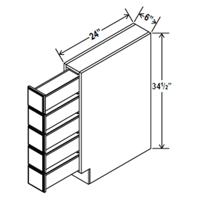 Base Spice Drawer - 6W x 34 1/2H x 24D - 5DRW - Aspen White - RTA - BUILDMYPLACE