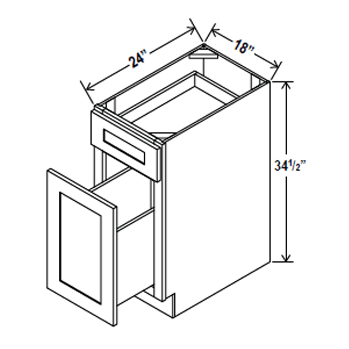 Base Waste Basket - 18 x 34 1/2 x 24 - Aria Shaker Espresso - BUILDMYPLACE