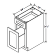 Base Waste Basket - 18 x 34 1/2 x 24 - Blue Shaker Cabinet - BUILDMYPLACE