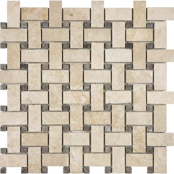 Basketweave Allure Crema Honed Marble Mosaic