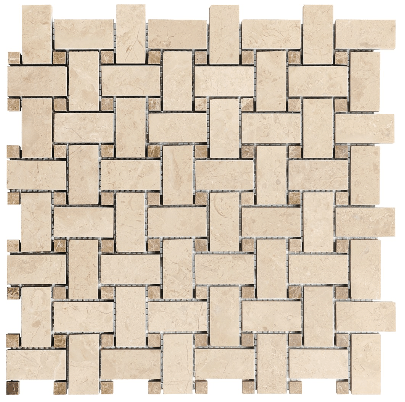 Basketweave Berkshire Crema Honed Marble Mosaic - BUILDMYPLACE