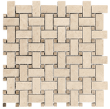 Basketweave Berkshire Crema Polished Marble Mosaic - BUILDMYPLACE