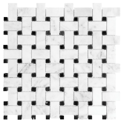 Basketweave Bianco Venatino Polished Marble Mosaic - BUILDMYPLACE