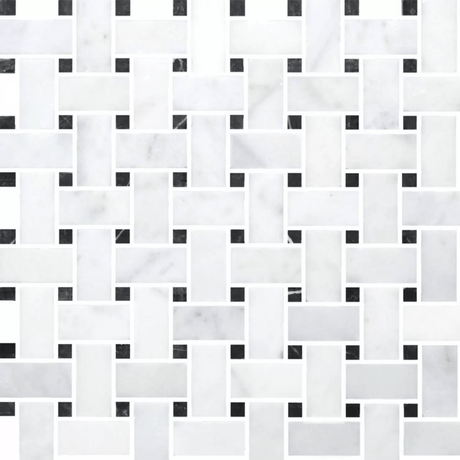 Basketweave Bianco Venatino Polished Marble Mosaic - BUILDMYPLACE