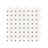 Basketweave Canvas White W/ Dot Soho Cement Chic Matte Glazed Porcelain Mosaic - BUILDMYPLACE