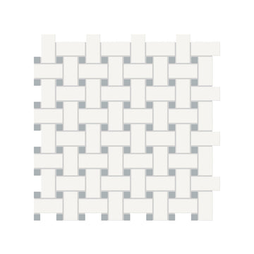 Basketweave Canvas White W/ Dot Soho Cloud Blue Matte Glazed Porcelain Mosaic