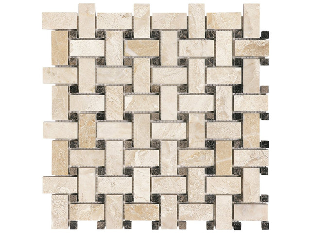 Basketweave Impero Reale Honed Marble Mosaic - BUILDMYPLACE