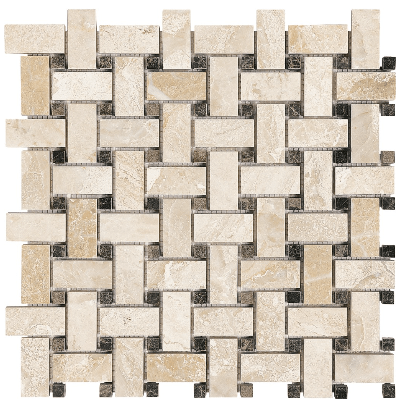 Basketweave Impero Reale Polished Marble Mosaic - BUILDMYPLACE