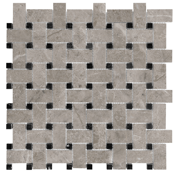 Basketweave Ritz Gray Honed Marble Mosaic - BUILDMYPLACE