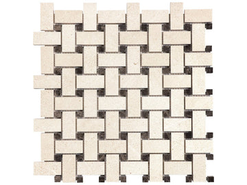 Basketweave Serene Ivory Honed Limestone Mosaic