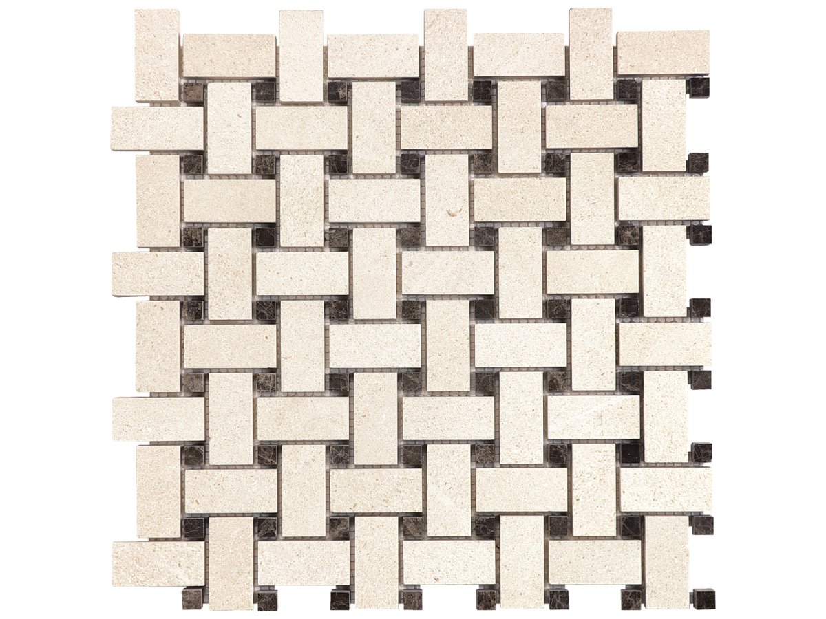 Basketweave Serene Ivory Polished Limestone Mosaic - BUILDMYPLACE