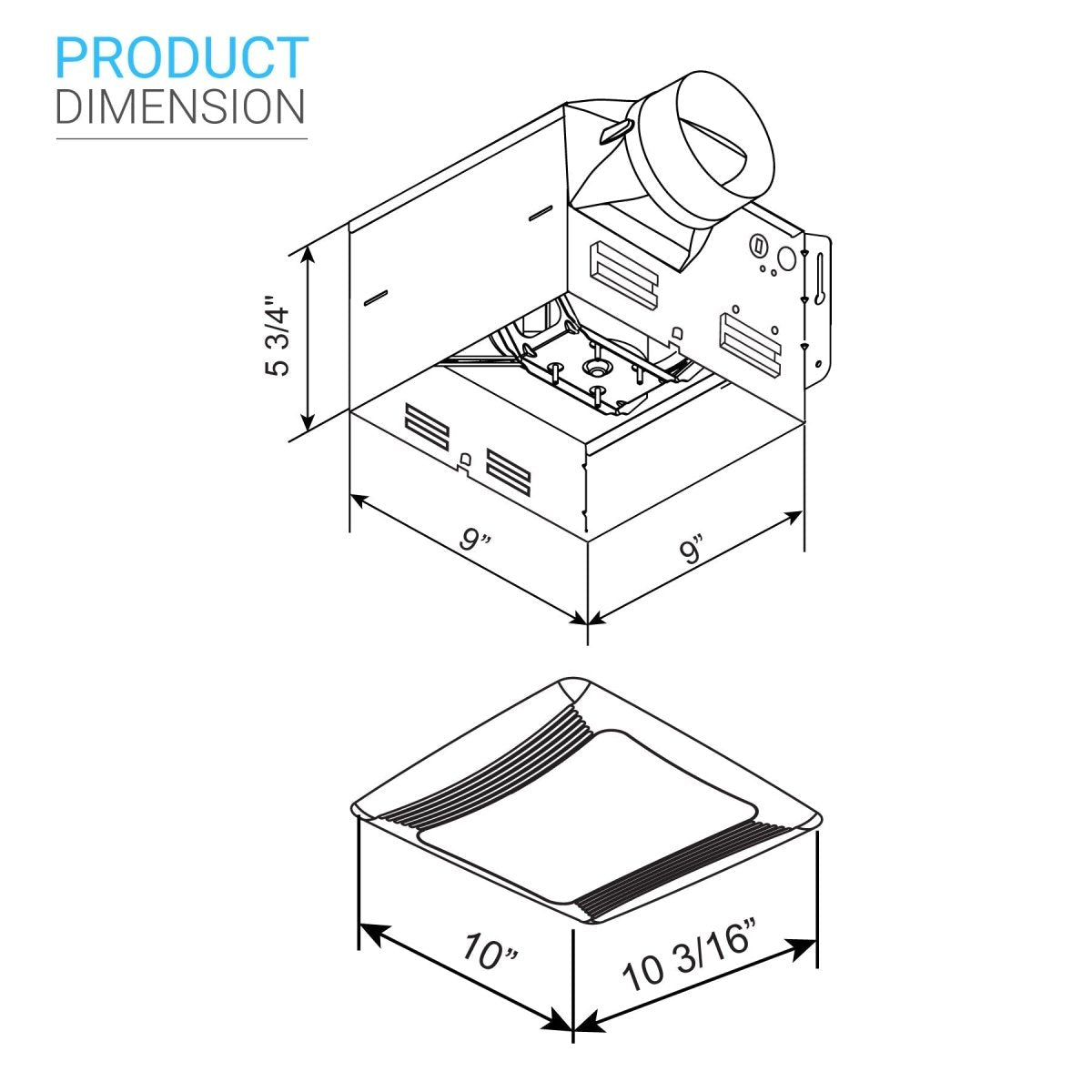 Bathroom Exhaust Fan with 50 CFM, 2.5 Sones, ETL Listed, Ceiling & Wall Mount Option - BUILDMYPLACE