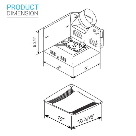 Bathroom Exhaust Fan with 50 CFM, 2.5 Sones, ETL Listed, Ceiling & Wall Mount Option - BUILDMYPLACE