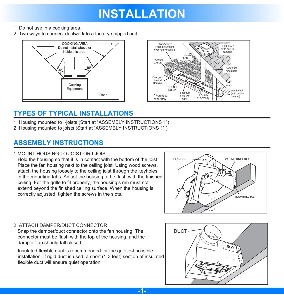 Bathroom Exhaust Fan with 50 CFM, 2.5 Sones, ETL Listed, Ceiling & Wall Mount Option - BUILDMYPLACE