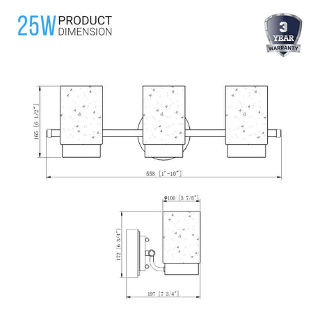 Bathroom Light Fixtures, 4000K, Dimmable, Brushed Nickel Finish, Wall Mount, Damp Location, Vanity Lighting - BUILDMYPLACE