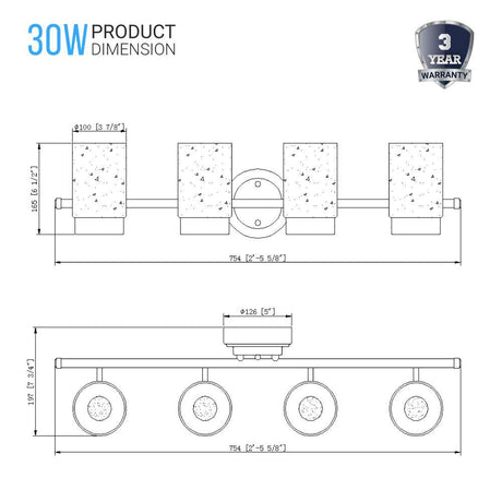 Bathroom Light Fixtures, 4000K, Dimmable, Brushed Nickel Finish, Wall Mount, Damp Location, Vanity Lighting - BUILDMYPLACE