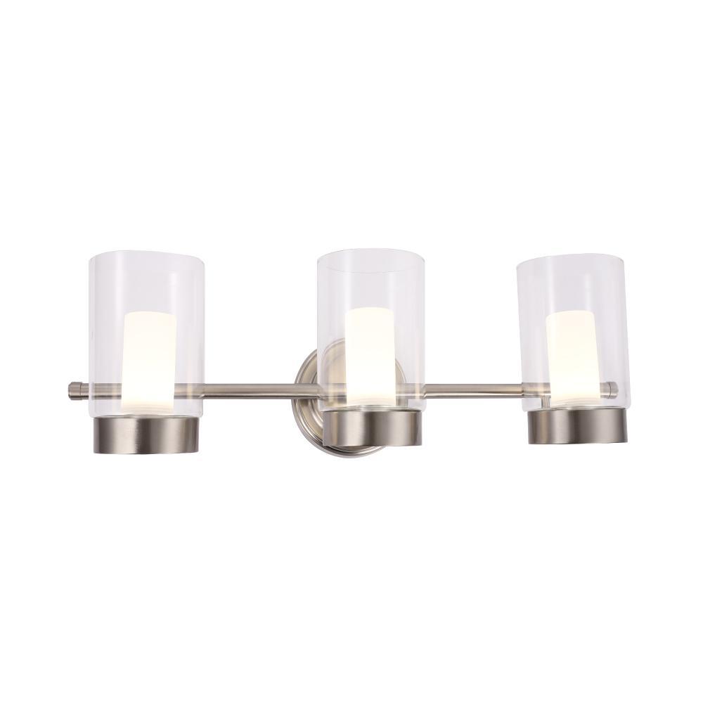 Bathroom Light Fixtures, 4000K, Dimmable, Brushed Nickel Finish, Wall Mount, Damp Location, Vanity Lighting - BUILDMYPLACE