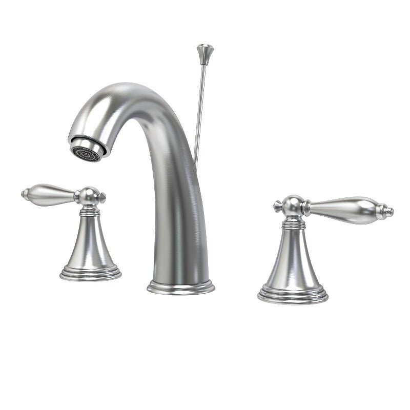 Bathroom Sink Faucet With Lift, Chrome Mid - arc Widespread - BUILDMYPLACE