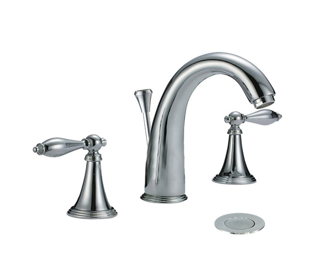 Bathroom Sink Faucet With Lift, Chrome Mid - arc Widespread - BUILDMYPLACE