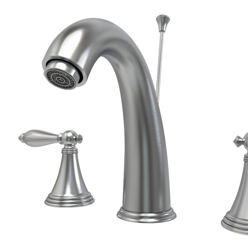 Bathroom Sink Faucet With Lift, Chrome Mid - arc Widespread - BUILDMYPLACE