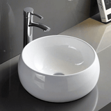 Bathroom Vessel Sink Round White Circular Above Counter Porcelain Ceramic - BUILDMYPLACE