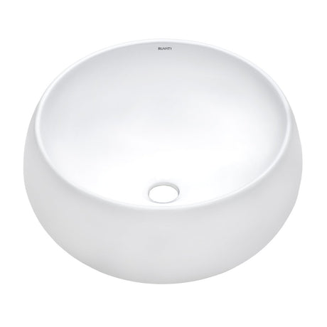 Bathroom Vessel Sink Round White Circular Above Counter Porcelain Ceramic - BUILDMYPLACE