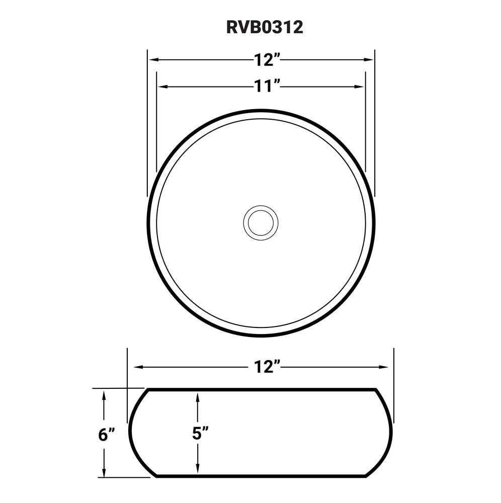 Bathroom Vessel Sink Round White Circular Above Counter Porcelain Ceramic - BUILDMYPLACE