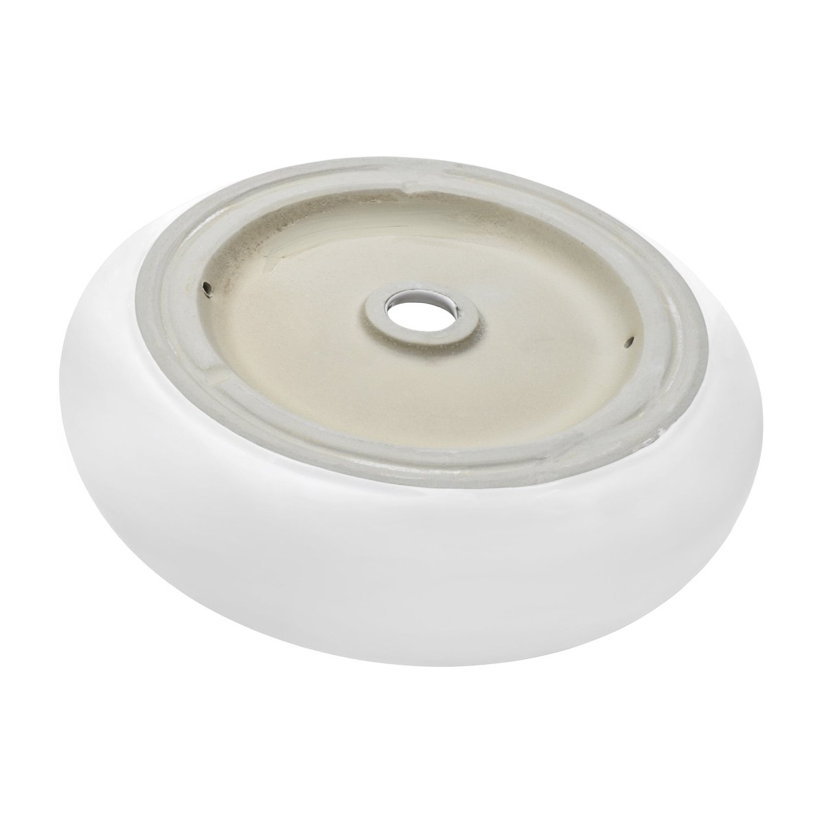 Bathroom Vessel Sink Round White Circular Above Counter Porcelain Ceramic - BUILDMYPLACE