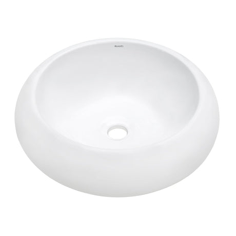 Bathroom Vessel Sink Round White Circular Above Counter Porcelain Ceramic - BUILDMYPLACE