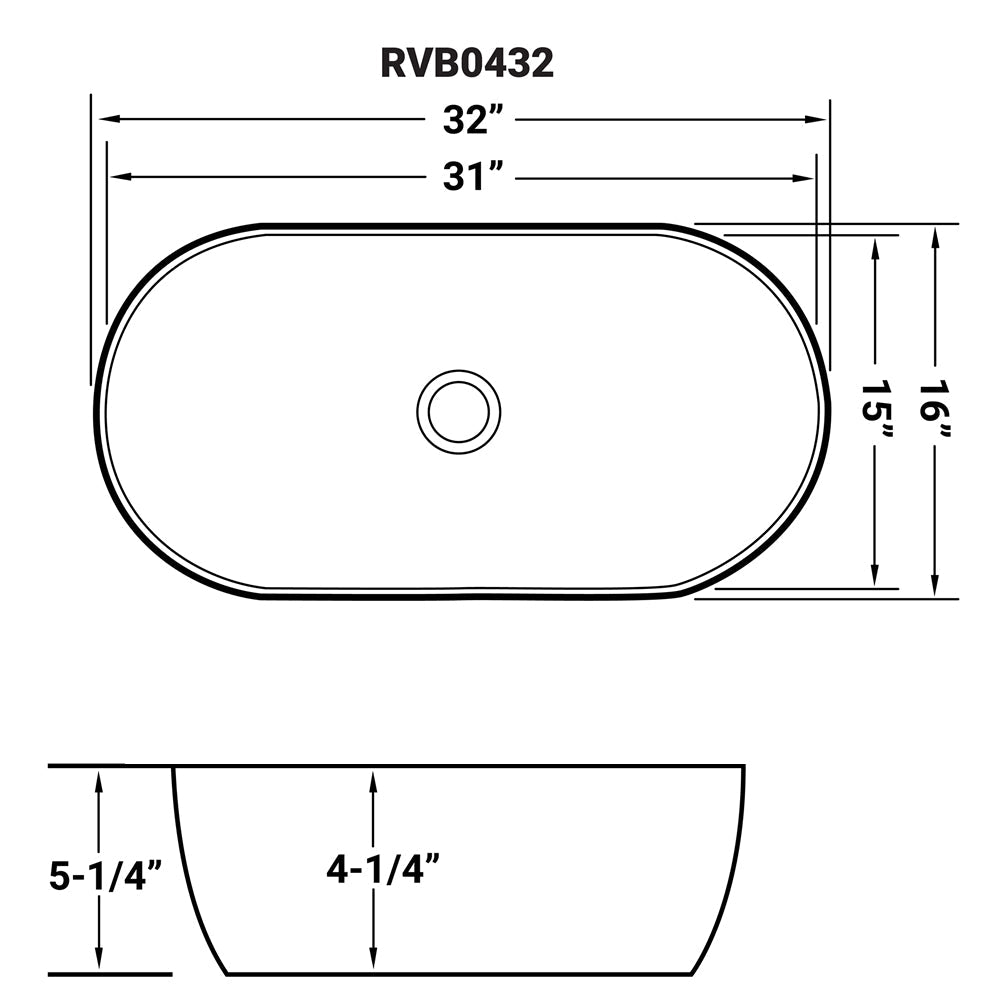 Bathroom Vessel Sink White Oval Above Counter Vanity Porcelain Ceramic - BUILDMYPLACE