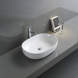 Bathroom Vessel Sink White Oval Above Counter Vanity Porcelain Ceramic - BUILDMYPLACE