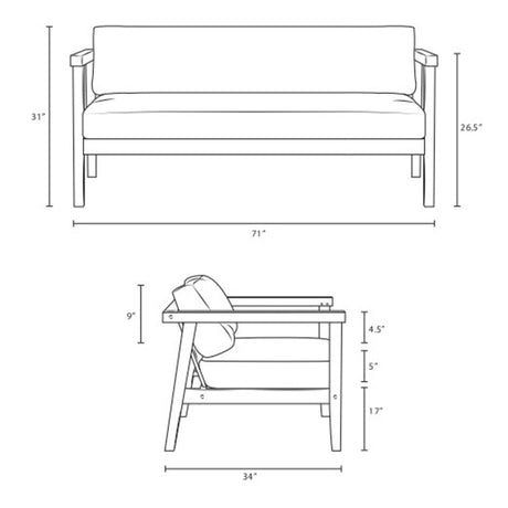 Bayport Outdoor Patio Teak Sofa - BUILDMYPLACE