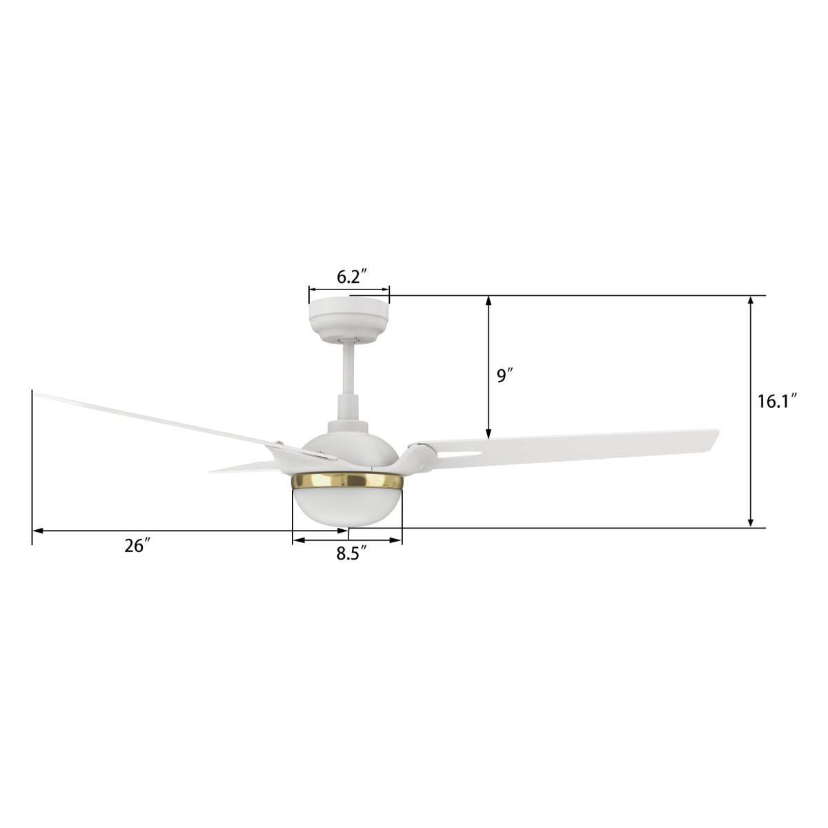 BEDFORD 52 inch 3 - Blade Smart Ceiling Fan with LED Light & Remote - LEDMyPlace