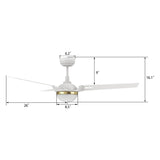 BEDFORD 52 inch 3 - Blade Smart Ceiling Fan with LED Light & Remote - LEDMyPlace