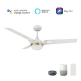 BEDFORD 52 inch 3 - Blade Smart Ceiling Fan with LED Light & Remote - LEDMyPlace