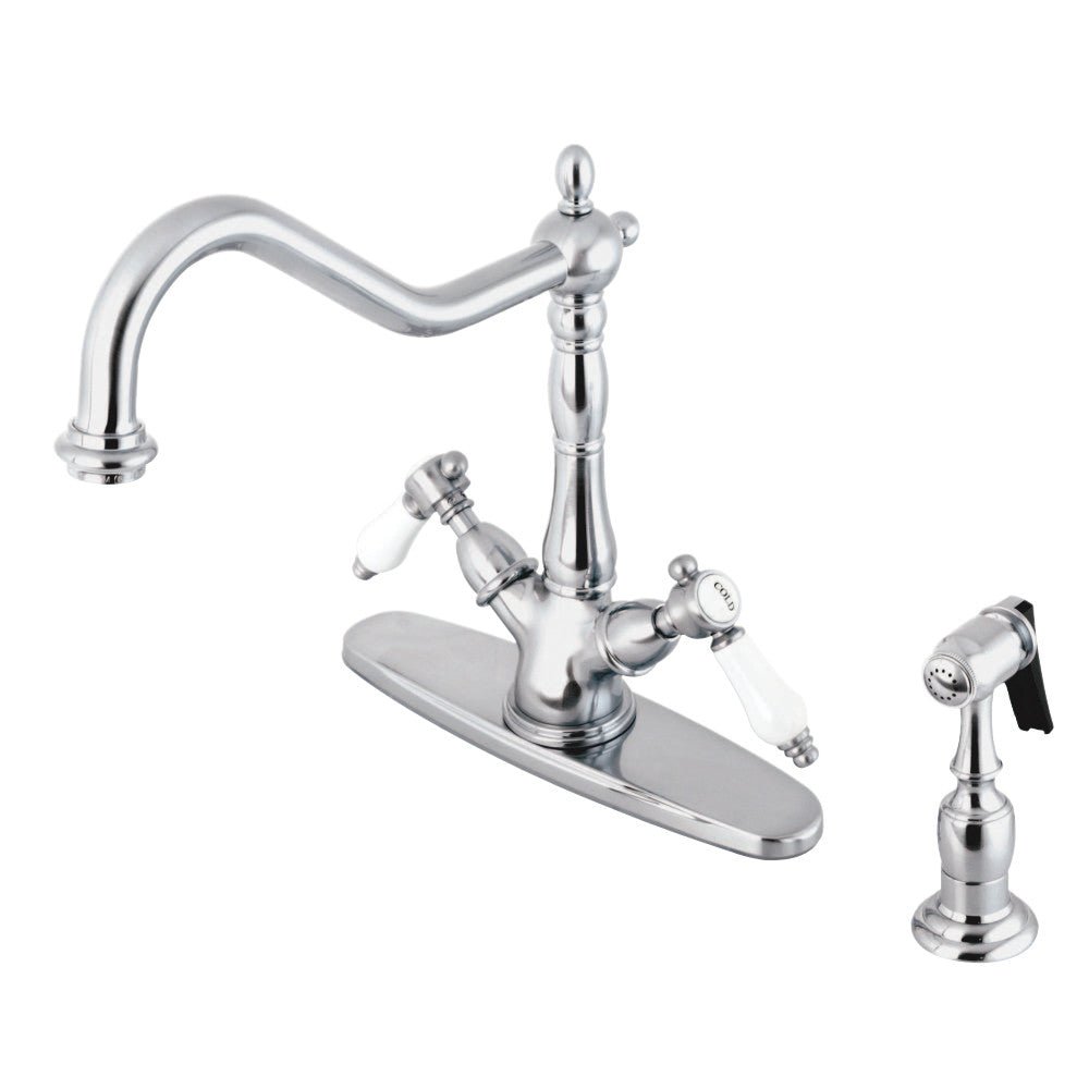 Bel Air Mono Deck Mount Kitchen Faucet With Brass Sprayer - BUILDMYPLACE