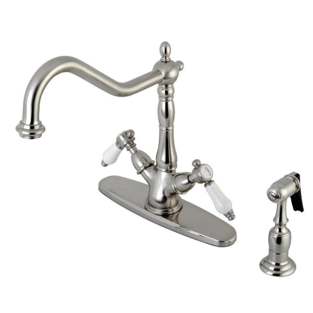 Bel Air Mono Deck Mount Kitchen Faucet With Brass Sprayer - BUILDMYPLACE