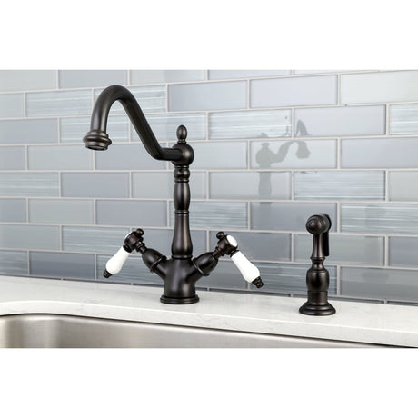 Bel Air Mono Deck Mount Kitchen Faucet With Brass Sprayer - BUILDMYPLACE