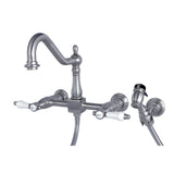 Bel Air Wall Mount Bridge Kitchen Faucet With Brass Sprayer - BUILDMYPLACE