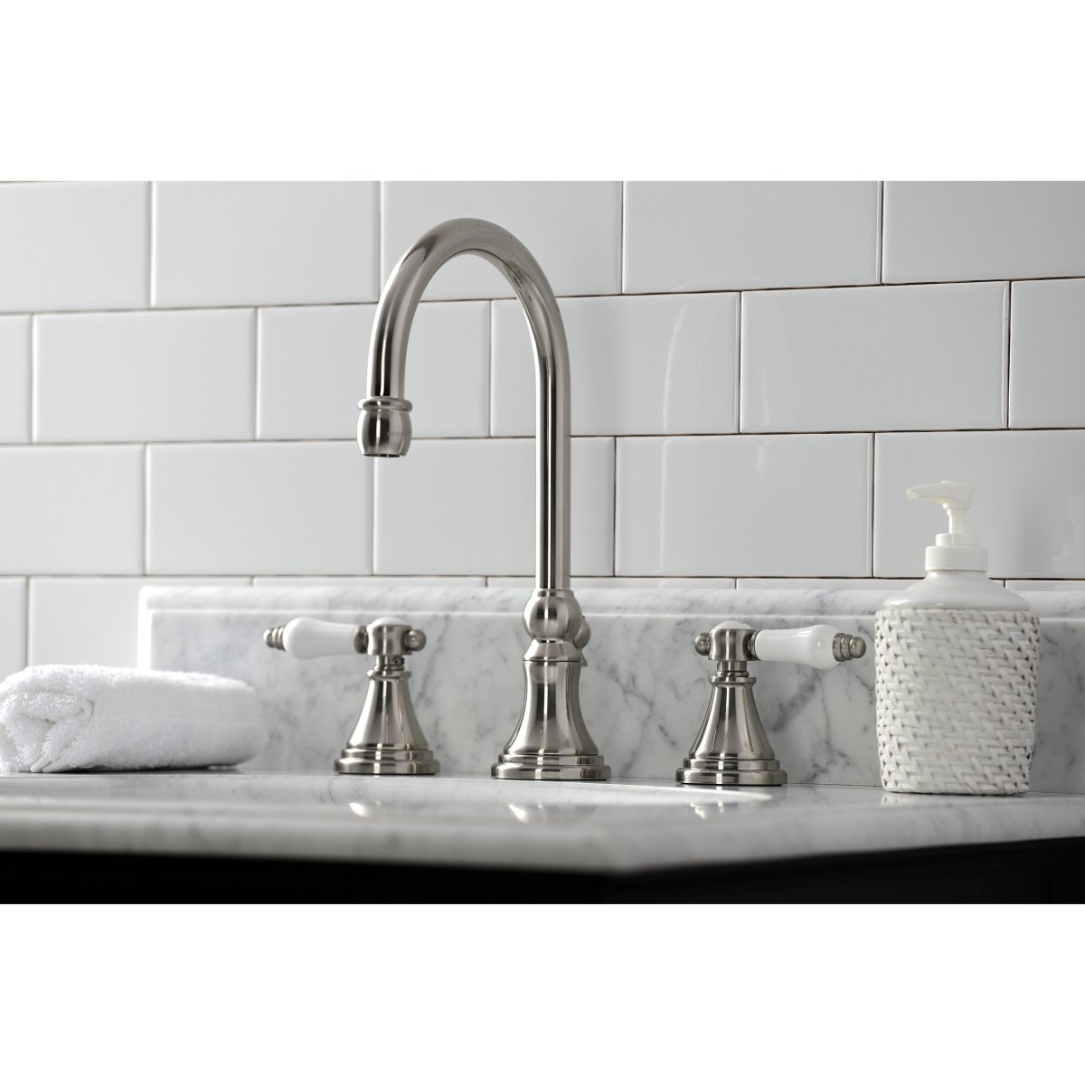 Bel Air Widespread Bathroom Faucet with Brass Pop Up - BUILDMYPLACE