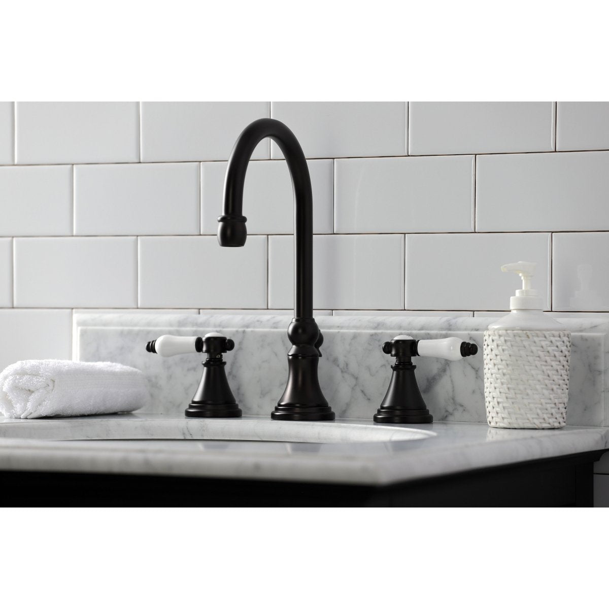 Bel Air Widespread Bathroom Faucet with Brass Pop Up - BUILDMYPLACE